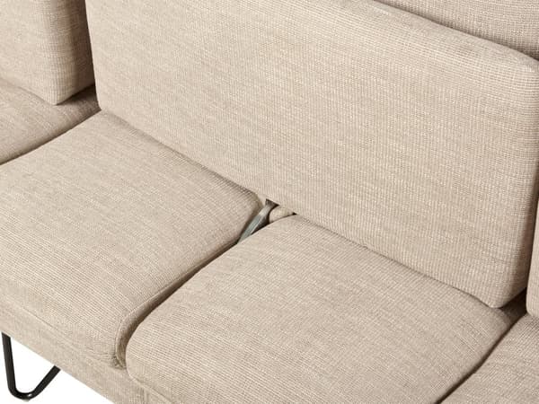 Hjørnesofa med Chaiselong Beige Chenille 3 Personers Sofa L Formet Dyb Sofahjørne Siddemøbel Blød Stofsofa Højrevendt