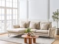 Miniatyrbillede 2 af 11: Hjørnesofa med Chaiselong Beige Chenille 3 Personers Sofa L Formet Dyb Sofahjørne Siddemøbel Blød Stofsofa Højrevendt