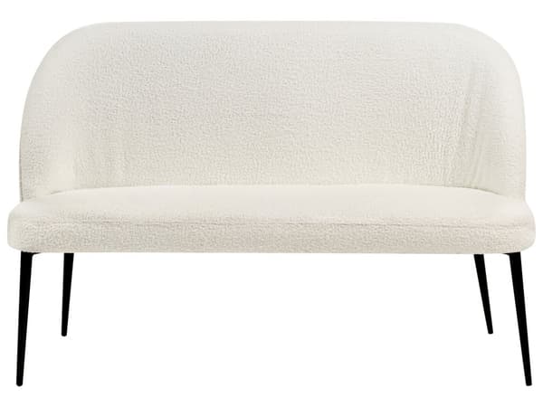 Sofabænk Hvid Boucle 2 Personers Køkkensofa Sofa Blød Design Højrygget
