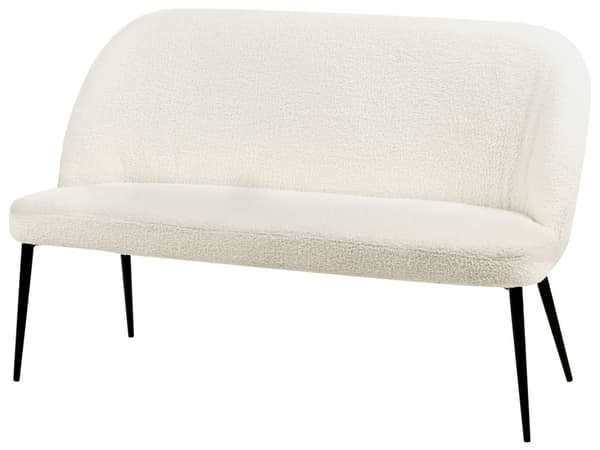 Sofabænk Hvid Boucle 2 Personers Køkkensofa Sofa Blød Design Højrygget