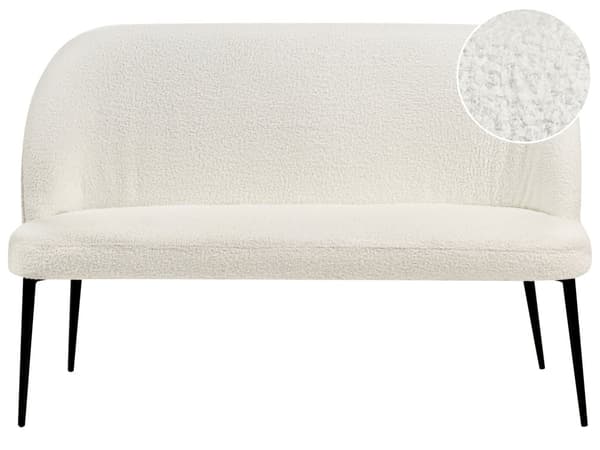 Sofabænk Hvid Boucle 2 Personers Køkkensofa Sofa Blød Design Højrygget