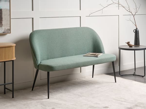 Spisesofa Lysegrønn Polyesterstoff 2-seter Svarte metallben Uten armlener Moderne design Kjøkkensofa Benk