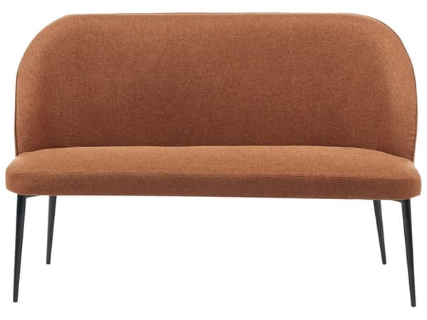 Spisesofa Brun Polyesterstoff 2-seter Svarte metallben Uten armlener Moderne design Kjøkkensofa Benk