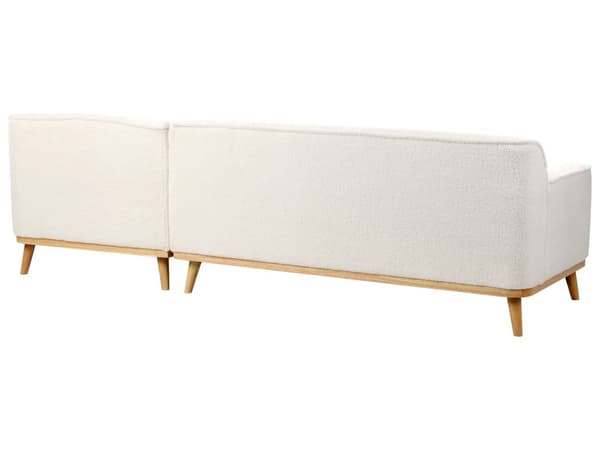 Hjørnesofa med Chaiselong Hvid Boucle 3 Personers Sofa L Formet Dyb Sofahjørne Siddemøbel Blød Stofsofa Venstrevendt