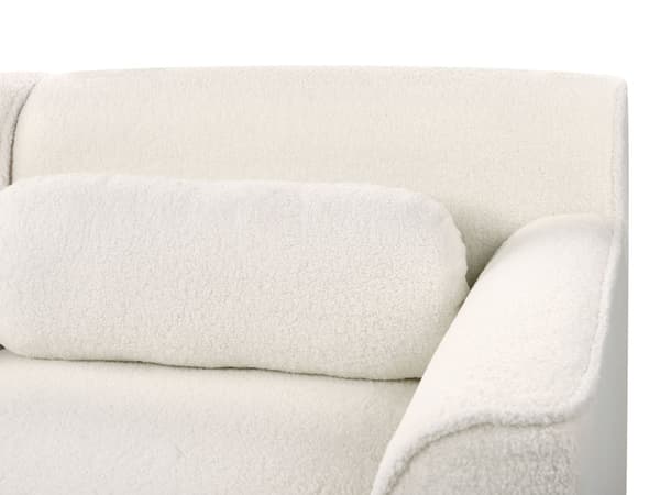 Hjørnesofa med Chaiselong Hvid Boucle 3 Personers Sofa L Formet Dyb Sofahjørne Siddemøbel Blød Stofsofa Venstrevendt