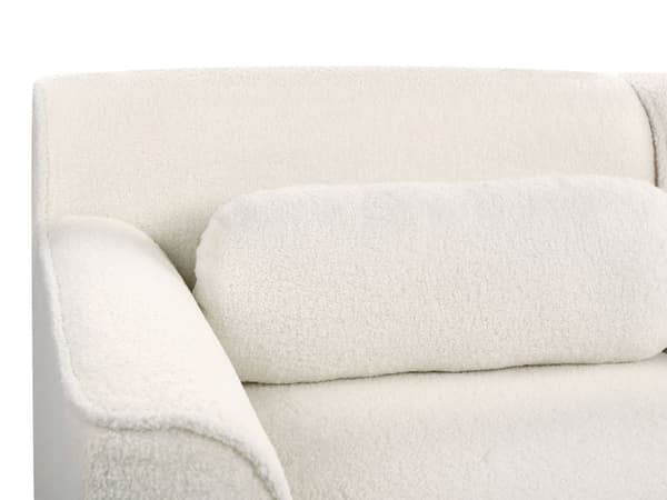Hjørnesofa med Chaiselong Hvid Boucle 3 Personers Sofa L Formet Dyb Sofahjørne Siddemøbel Blød Stofsofa Højrevendt