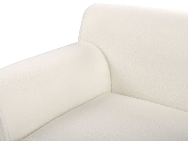 Hjørnesofa med Chaiselong Hvid Boucle 3 Personers Sofa L Formet Dyb Sofahjørne Siddemøbel Blød Stofsofa Højrevendt