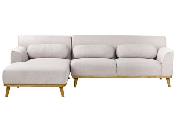 Hjørnesofa med Chaiselong Lysegrå Polyester 3 Personers Sofa L Formet Dyb Sofahjørne Siddemøbel Blød Stofsofa Højrevendt