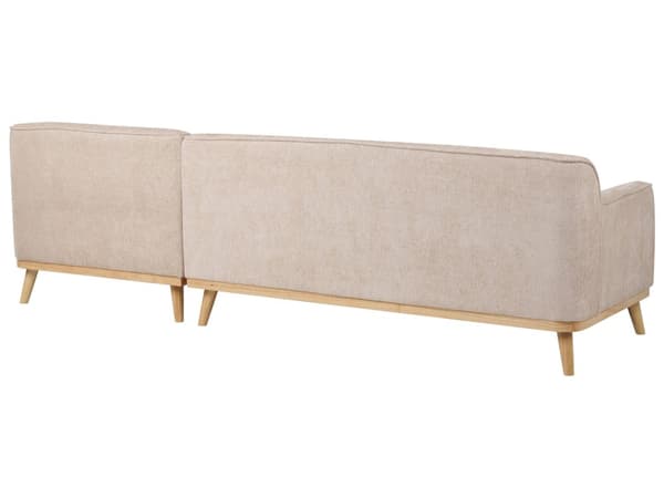 Hjørnesofa med Chaiselong Beige Chenille 3 Personers Sofa L Formet Dyb Sofahjørne Siddemøbel Blød Stofsofa Venstrevendt