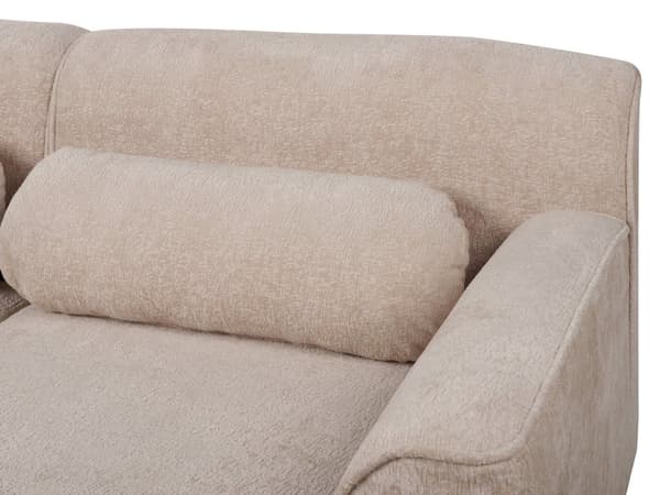 Hjørnesofa med Chaiselong Beige Chenille 3 Personers Sofa L Formet Dyb Sofahjørne Siddemøbel Blød Stofsofa Venstrevendt