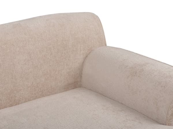 Hjørnesofa med Chaiselong Beige Chenille 3 Personers Sofa L Formet Dyb Sofahjørne Siddemøbel Blød Stofsofa Venstrevendt