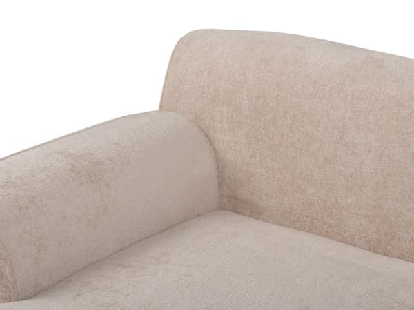 Hjørnesofa med Chaiselong Beige Chenille 3 Personers Sofa L Formet Dyb Sofahjørne Siddemøbel Blød Stofsofa Højrevendt