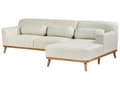 Miniatyrbillede 5 af 11: Hjørnesofa med Chaiselong Off White Polyester 3 Personers Sofa L Formet Dyb Sofahjørne Siddemøbel Blød Stofsofa Venstrevendt
