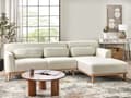 Miniatyrbillede 2 af 11: Hjørnesofa med Chaiselong Off White Polyester 3 Personers Sofa L Formet Dyb Sofahjørne Siddemøbel Blød Stofsofa Venstrevendt