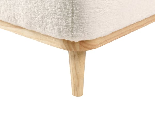Høyre Hjørnesofa Hvit Boucle Polstret Rygg med Trebein Moderne Stil Design