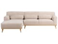 Miniatyrbilde 4 av 11: Høyre Hjørnesofa Beige Chenille Polstret Treben med Polstret Rygg
