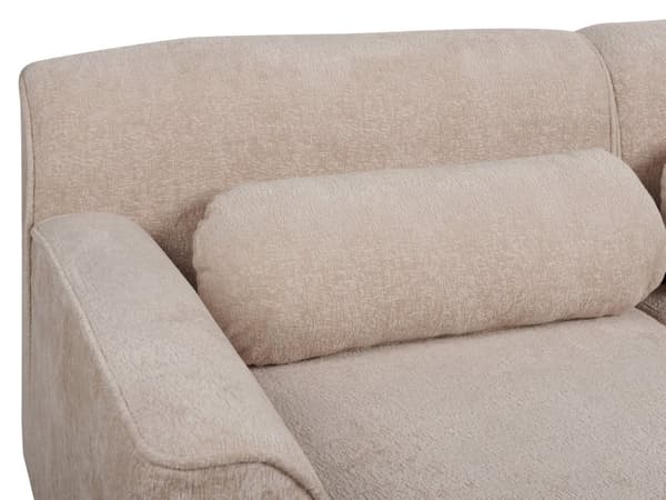 Høyre Hjørnesofa Beige Chenille Polstret Treben med Polstret Rygg