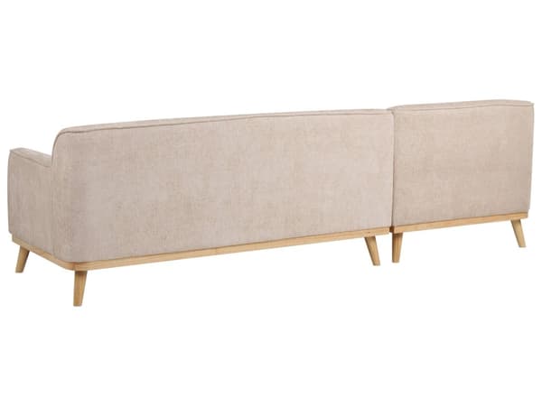 Höger Hörnsoffa 3-sits Beige Chenille Stoppad Tuftat Ryggstöd Träben Modern Stil Vardagsrum