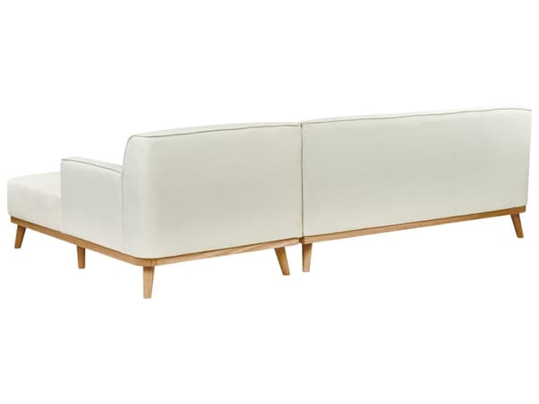 Vänster Hörnsoffa 3-sits Off-White Tyg Stoppad Tuftat Ryggstöd Träben Modern Stil Vardagsrum