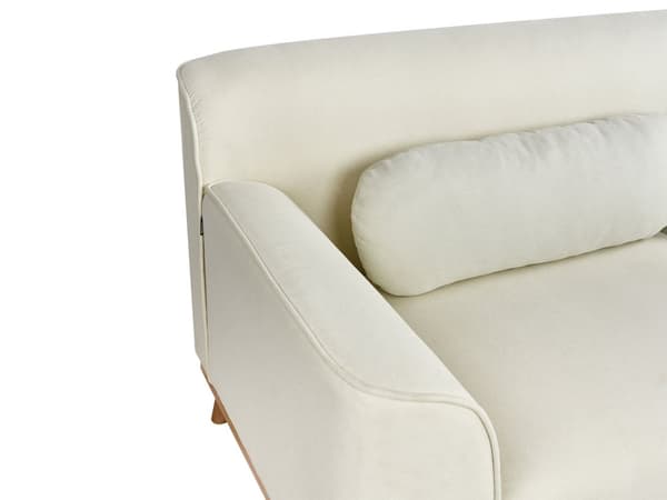 Vänster Hörnsoffa 3-sits Off-White Tyg Stoppad Tuftat Ryggstöd Träben Modern Stil Vardagsrum