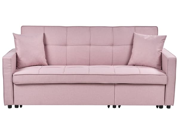 Bäddsoffa Rosa Stoppade Extra Kuddar 3 Sittplatser Modern Stil Sovrum Gästrum