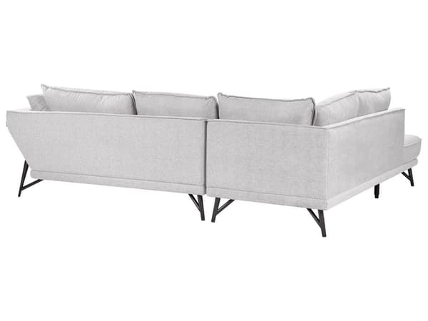 Hjørnesofa i lysegrått lin med 3 seter Designer myk, klassisk L-formet sofa med sjeselong til stuen Sofa i stoff av høy kvalitet