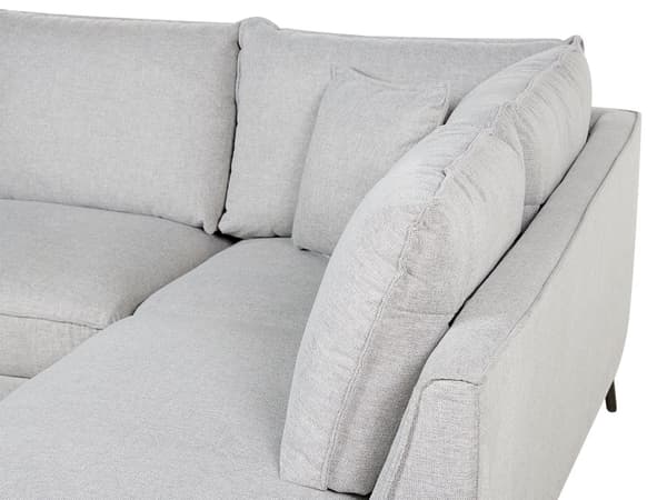Hjørnesofa i lysegrått lin med 3 seter Designer myk, klassisk L-formet sofa med sjeselong til stuen Sofa i stoff av høy kvalitet