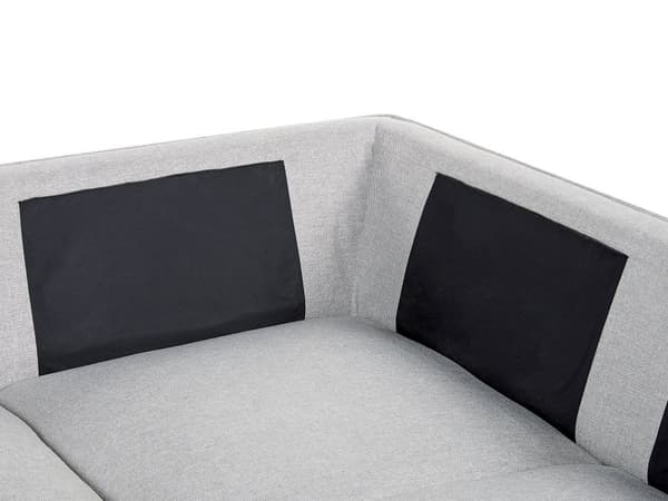 Hjørnesofa i lysegrått lin med 3 seter Designer myk, klassisk L-formet sofa med sjeselong til stuen Sofa i stoff av høy kvalitet