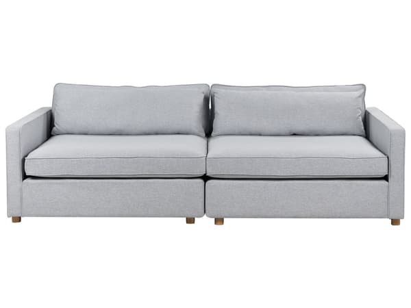 Sofa Grå Polyester Stoff 3 Seter Treben Armlener Moderne Stil