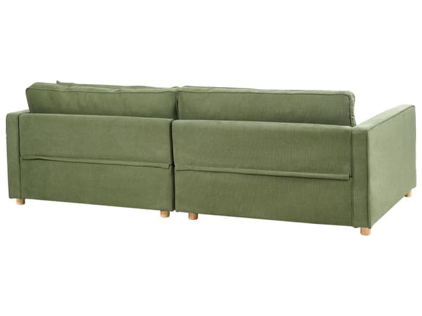 Sofa Grønn Polyester Stoff 3 Seter Treben Armlener Moderne Stil