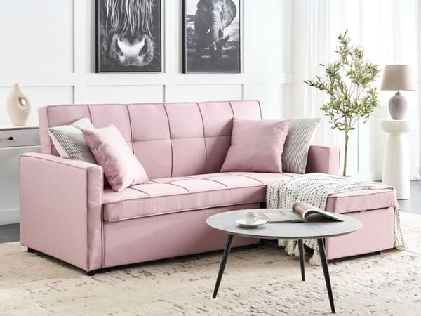 Sovesofa Rosa Sovefunksjon Polstret Ekstra Puter 3 Seter Moderne Stil Soverom