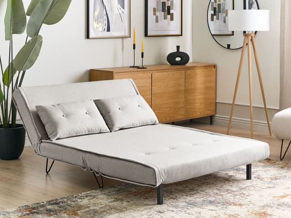 Sovesofa Lysegrå Polyester 2 Personers Moderne Blød Sofa Sofaseng To Personers Designsofa til Værelse Stofsofa