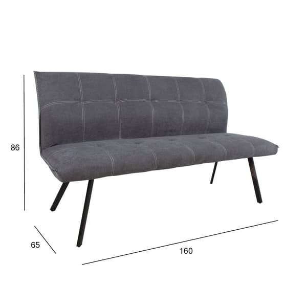 Sohva EDDY 160x65xK86cm, kangasverhoilu, metallijalat, harmaa