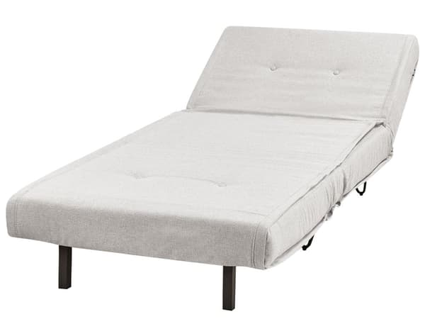 Liten Sovesofa Lys Grå Stoff 1 Seter Sammenleggbar Sovesofa Armløs Med Pute Metall Svarte Ben Glamour