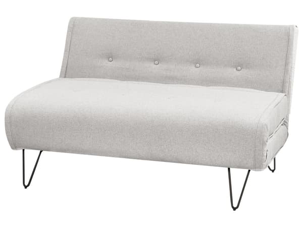 Sovesofa Lys Grå Stoff 2 Seter Sammenleggbar Sovesofa Armløs Med Pute Metall Svarte Ben Glamour