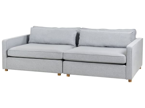Soffa Grå Polyester Tyg 3-Sits Träben Armstöd Modern Stil Vardagsrum