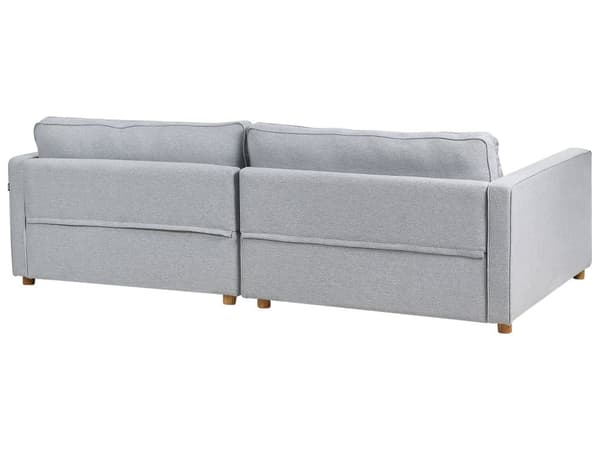 Soffa Grå Polyester Tyg 3-Sits Träben Armstöd Modern Stil Vardagsrum