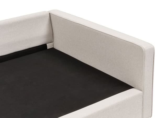 Soffa Beige Polyester Tyg 3-Sits Träben Armstöd Modern Stil Vardagsrum