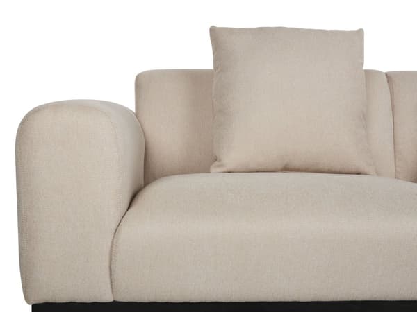 Sofa Beige Hør Imiteret 2 Personers Tyk Polstret Dyb Blød Stofsofa til Stuen Moderne Inspiration Stue Møbel Klassisk