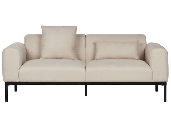Soffa 2-sits Beige Konstlinne Svarta Ben Vardagsrumsmöbler Elegant Design Vardagsrum