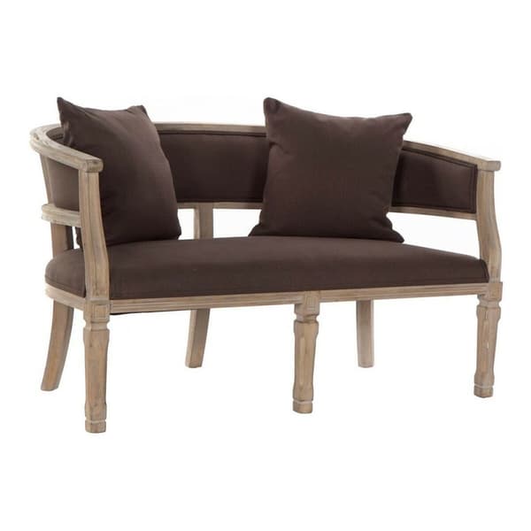 Soffa DKD Home Decor Brun linne Gummiträ Traditionell (122 x 69 x 72 cm)