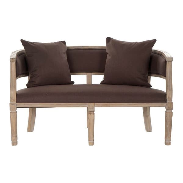 Soffa DKD Home Decor Brun linne Gummiträ Traditionell (122 x 69 x 72 cm)
