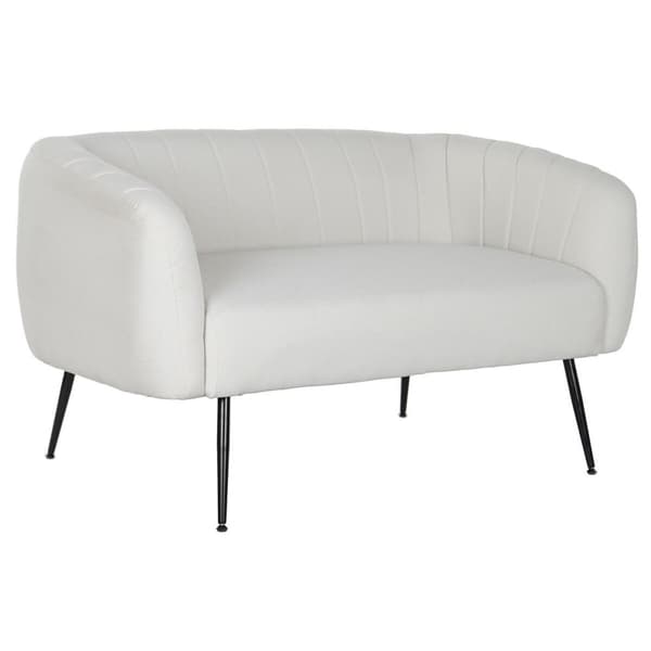 Soffa DKD Home Decor Svart Greige Skum Trä Metall Sammet Scandi 129 x 75 x 73 cm