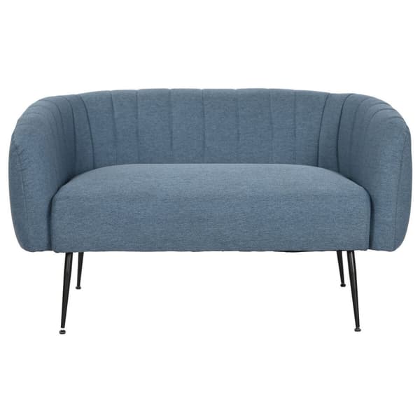 Soffa DKD Home Decor Blå Svart Skum Trä Metall Sammet Scandi 129 x 75 x 73 cm