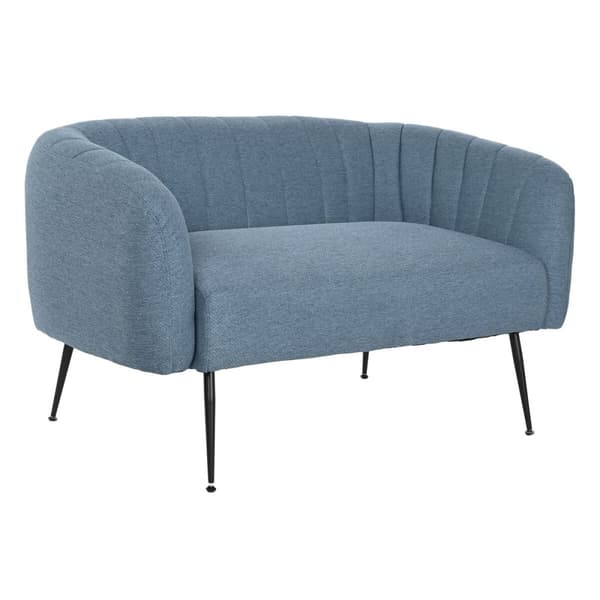 Soffa DKD Home Decor Blå Svart Skum Trä Metall Sammet Scandi 129 x 75 x 73 cm