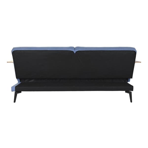Sovesofa DKD Home Decor Svart Blå Metall Brun Polyester Evkalyptustre (203 x 87 x 81 cm)
