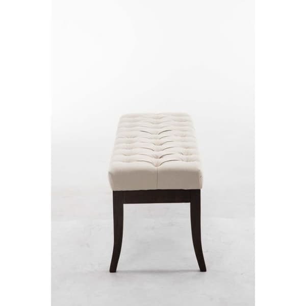 Ramses elegant tygbänk med dekorativa sömmar Ben av mörkt antikt trä, kräm/120 cm