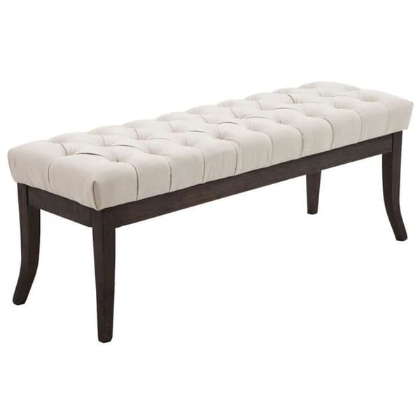 Ramses elegant tygbänk med dekorativa sömmar Ben av mörkt antikt trä, kräm/120 cm