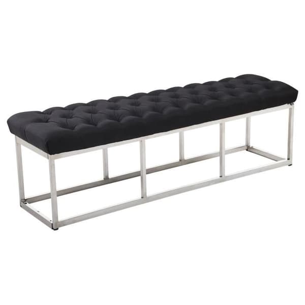 Bänk Amun E i svart tyg - 150 cm - 3 platser - Elegans - Chic - Mjuk