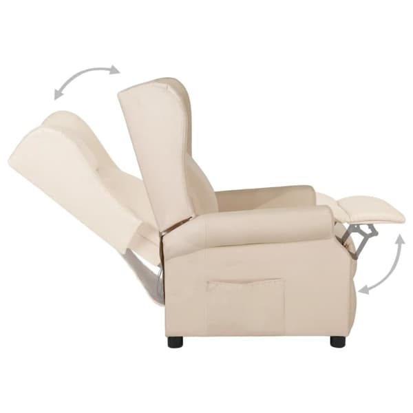 vidaXL Reclinerfåtölj gräddvit tyg